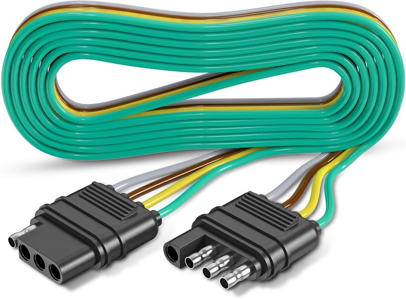 Nityrish 4 Pin Trailer Connector Harness Extension 80 Inch, 16AWG 4 Way Trailer Plug Flat Wire Extender, Male to Female Trailer Light Connector for Hitch, Utility, Boat, or RV Trailers - Image 1
